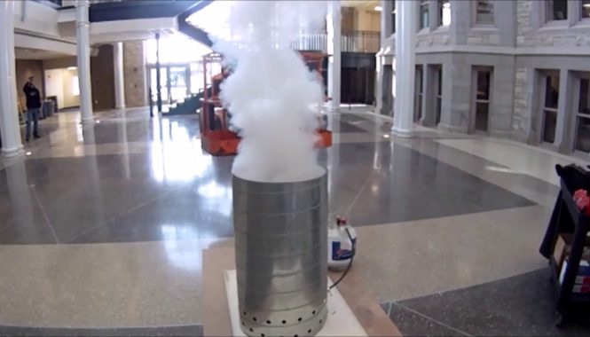 test tube with smoke